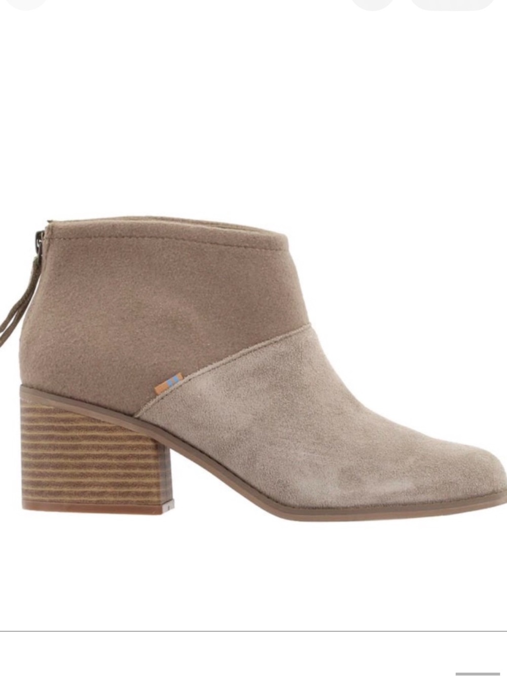 TOMS Two-Tone Taupe Suede Lacy Bootie